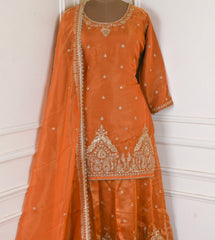 Shimmer Rust Stitched Lehenga Suit