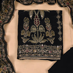 Organza Black Unstitched Suit