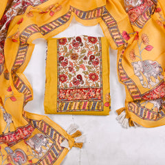 Mul Cotton Yellow Unstitched Suit