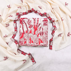 Pure Cotton Red Unstitched Suit