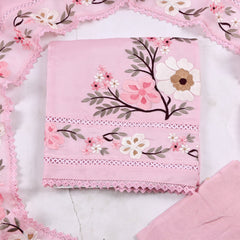 Organza Baby Pink floral Unstitched Suit