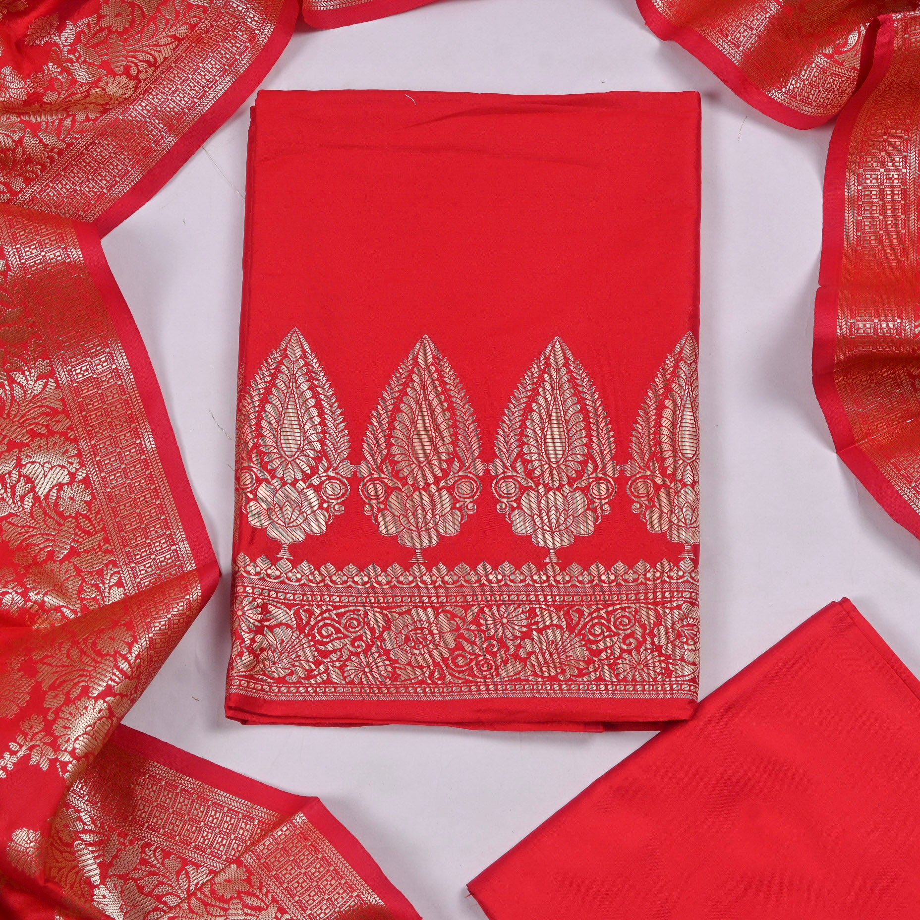 Silk Red Unstitched Suit