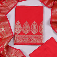 Silk Red Unstitched Suit