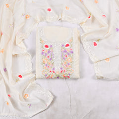 Mul Cotton Off-White Unstitched Suit