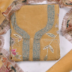 Organza Mustard Yellow Unstitched Suit