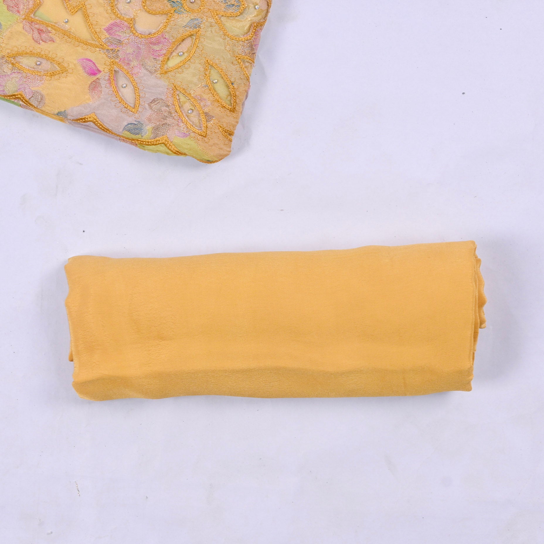 Banarasi Yellow Unstitched Suit
