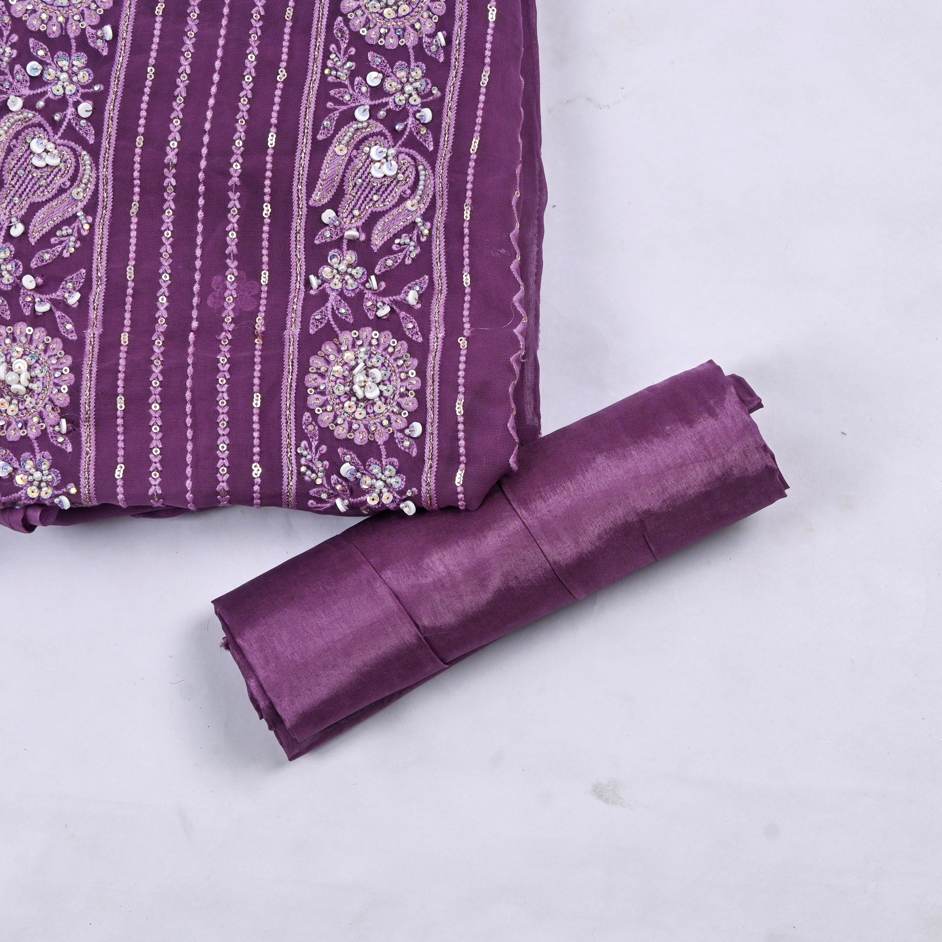Georgette Purple Unstitched Suit