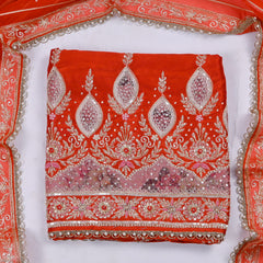 Raw Silk Orange Unstitched Suit