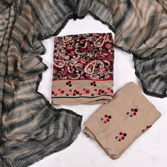 Georgette Brown Unstitched Suit