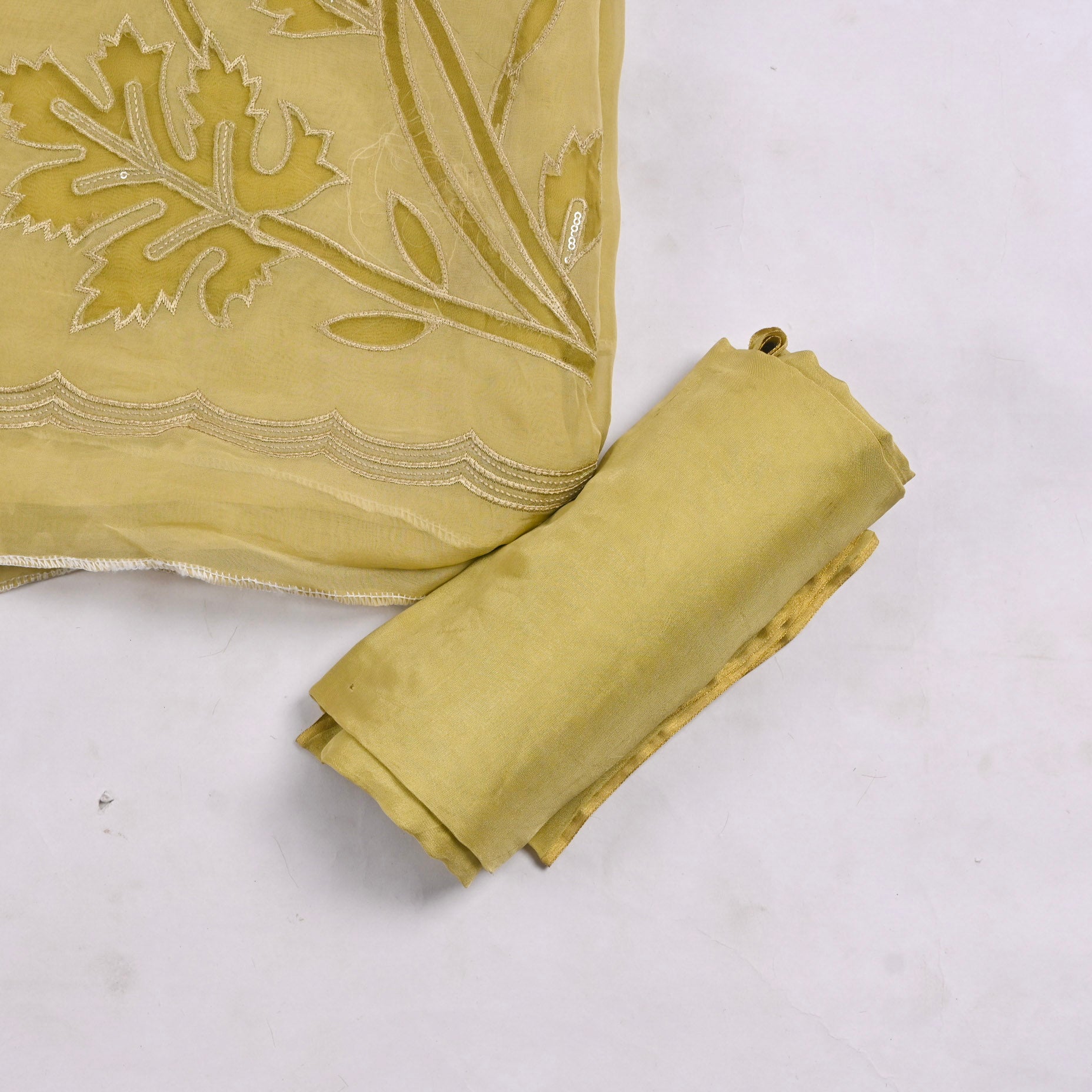 Organza Yellow Unstitched Suit