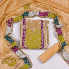 Giraffe Shimmer Yellow Unstitched Suit