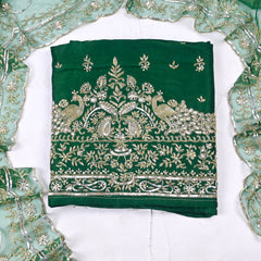 Khadi Green Unstitched Suit
