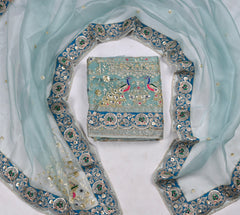 Glass Shimmer Ice Blue Unstitched Suit