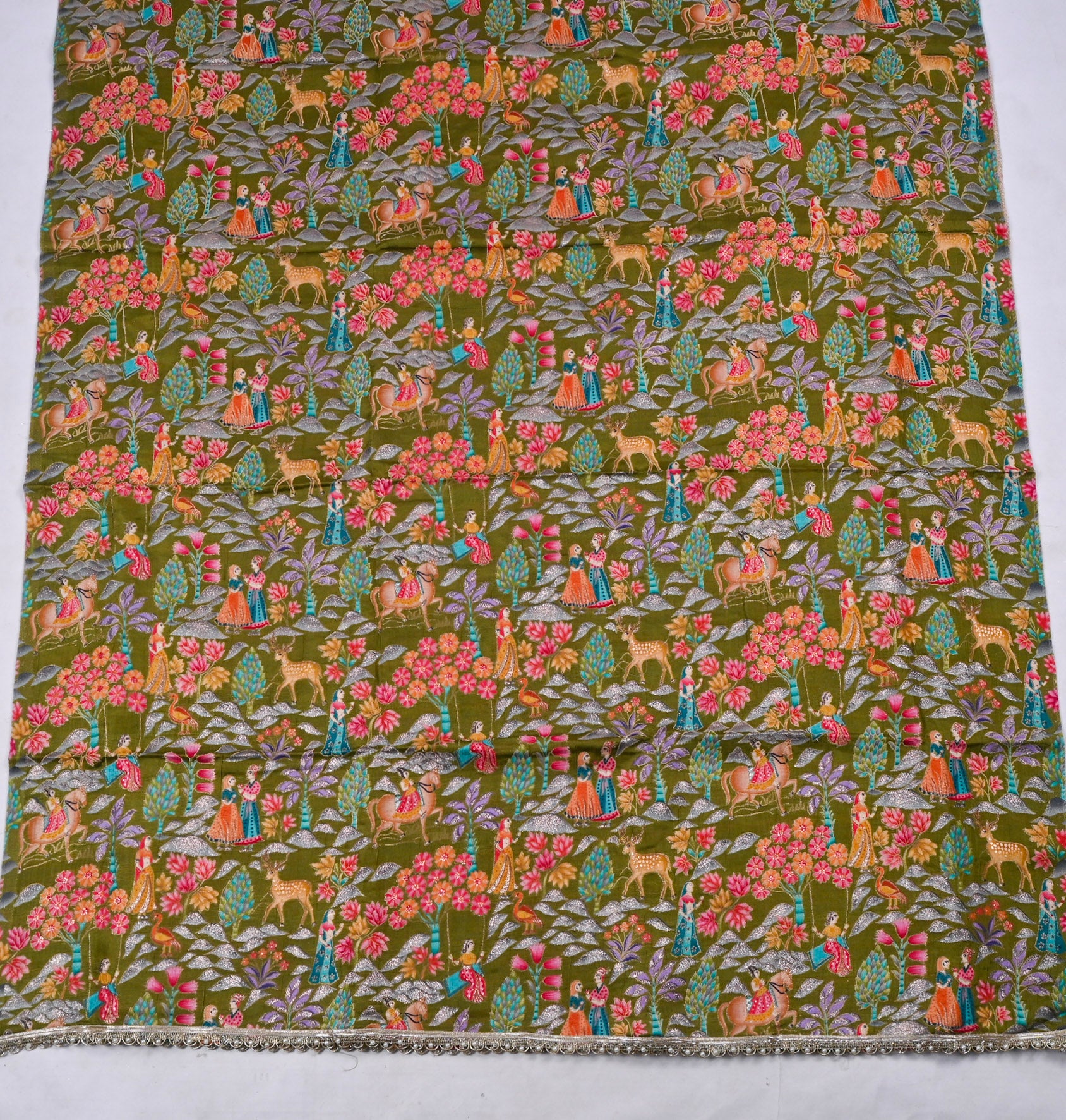 Silk Mehandi Unstitched Suit