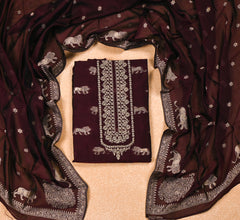 Banarasi Wine Unstitched Suit