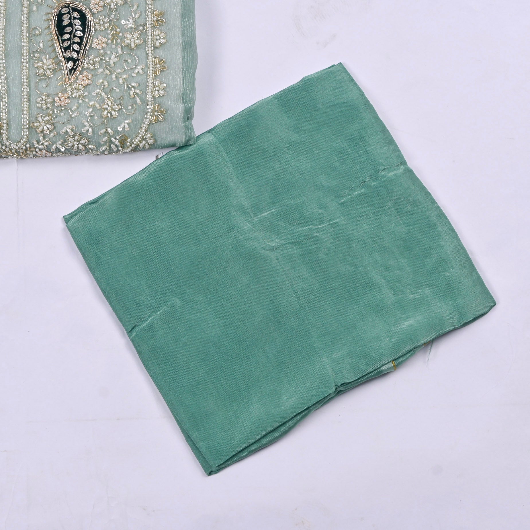 Shimmer Sea Green Unstitched Suit