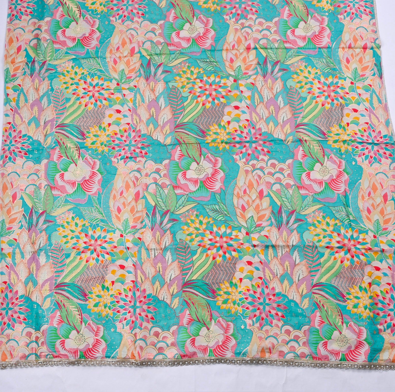 Banarasi Silk Sky Blue Unstitched Suit