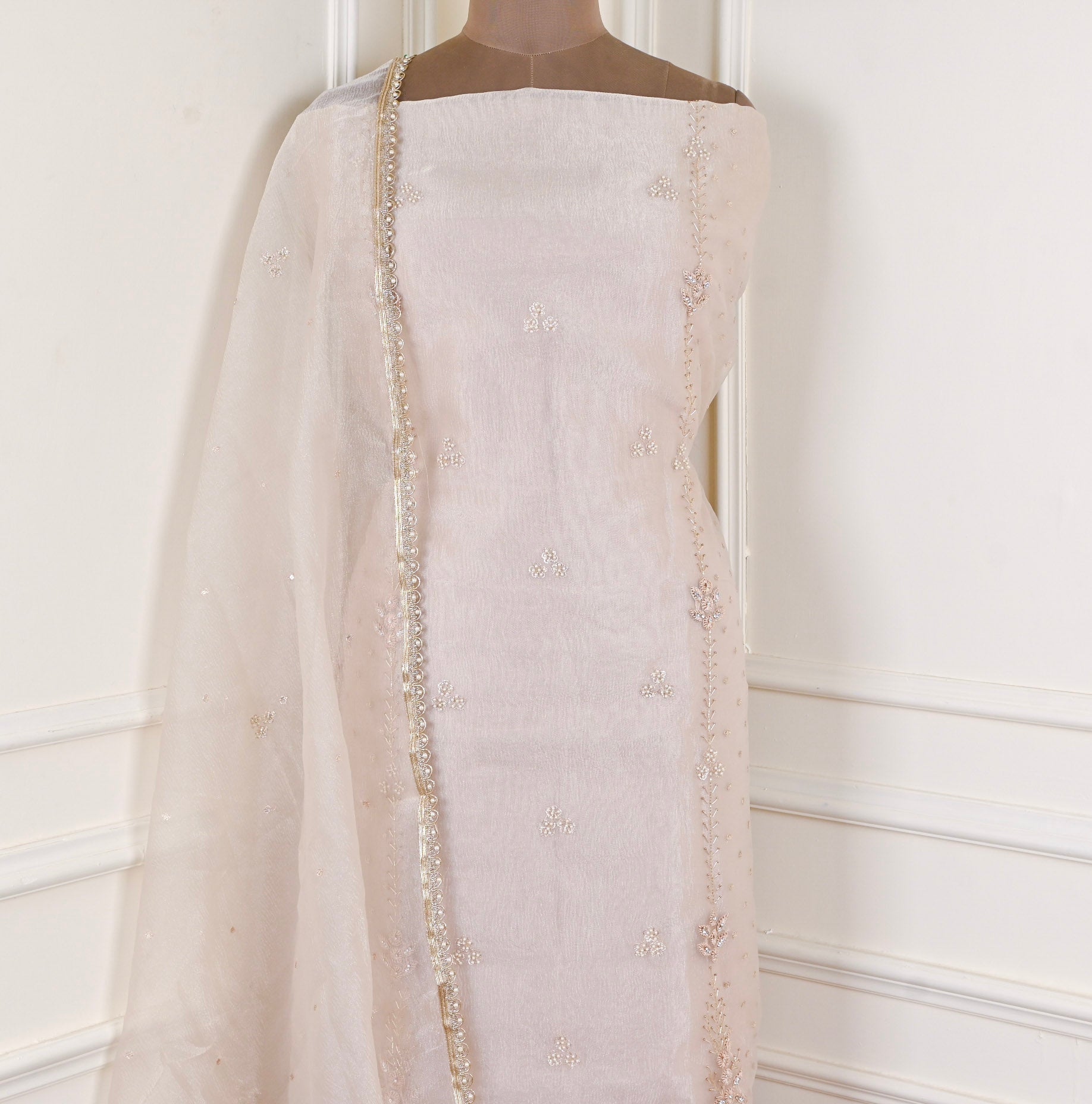 Crush Beige Unstitched Suit