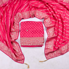 Banarasi Silk Pink Unstitched Suit