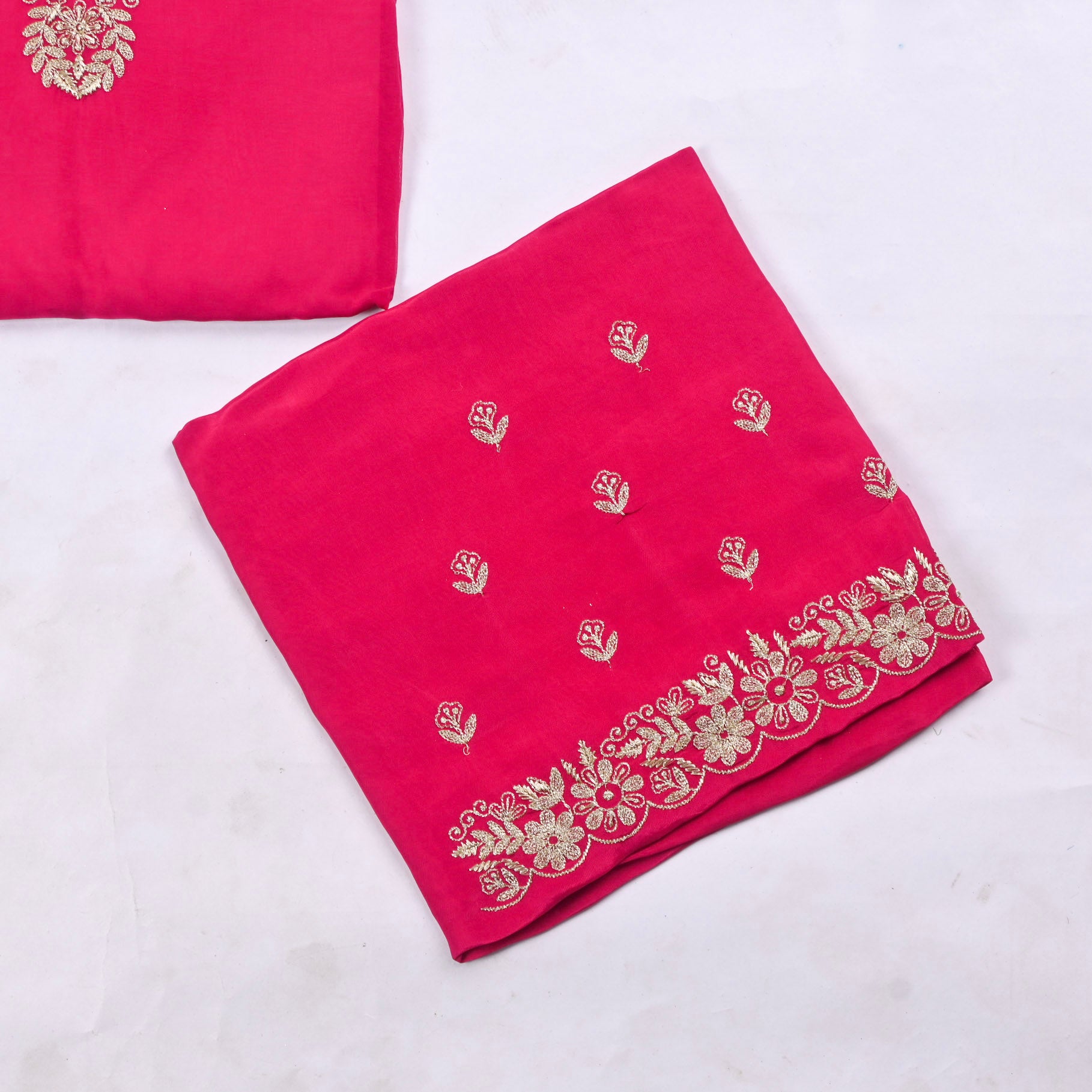 Organza Pink Unstitched Suit