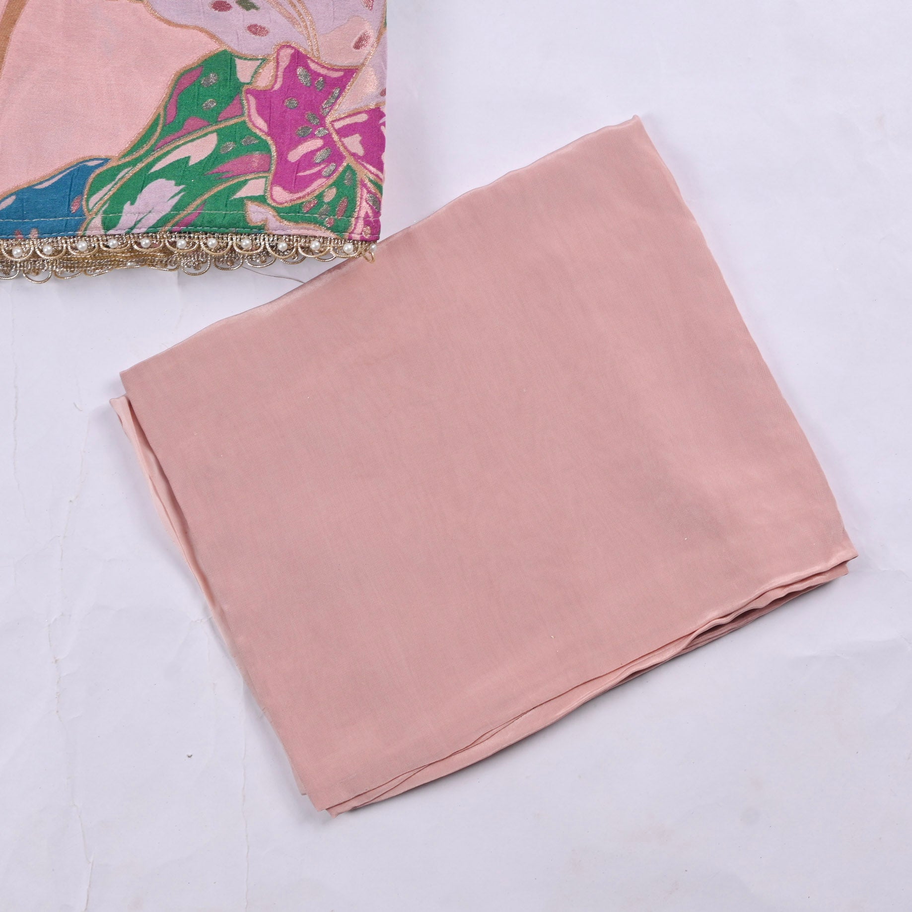 Banarasi Silk Pink Unstitched Suit