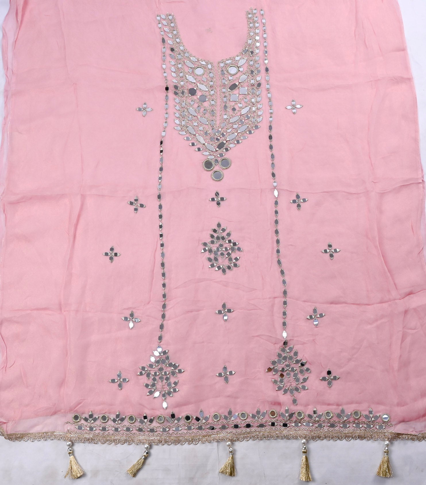 Glass Organza Pink Unstitched Suit
