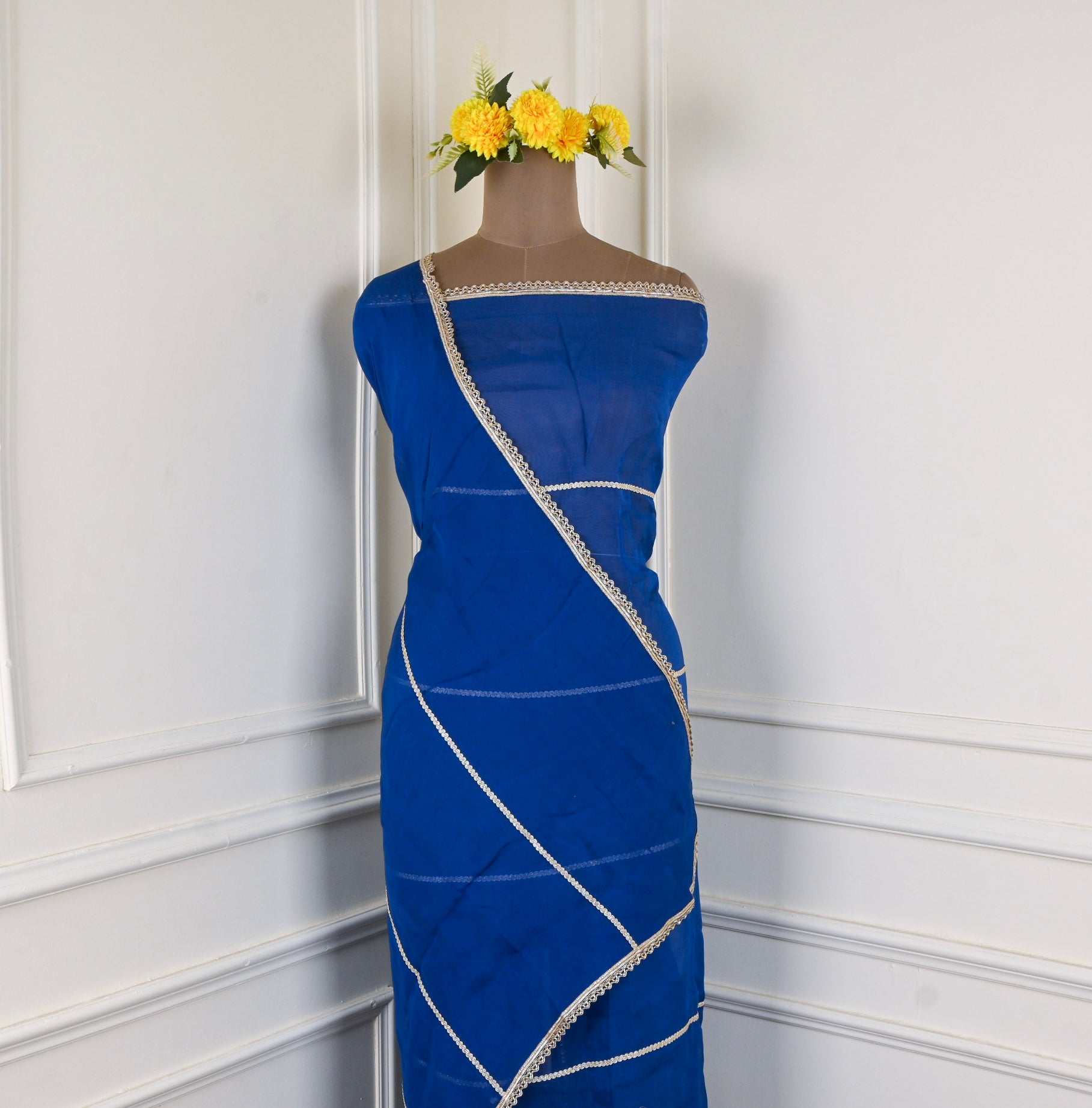 Organza Blue Unstitched Suit