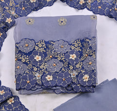 Organza Powder Blue Unstitched Suit