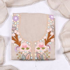Mul Cotton Beige Unstitched Suit