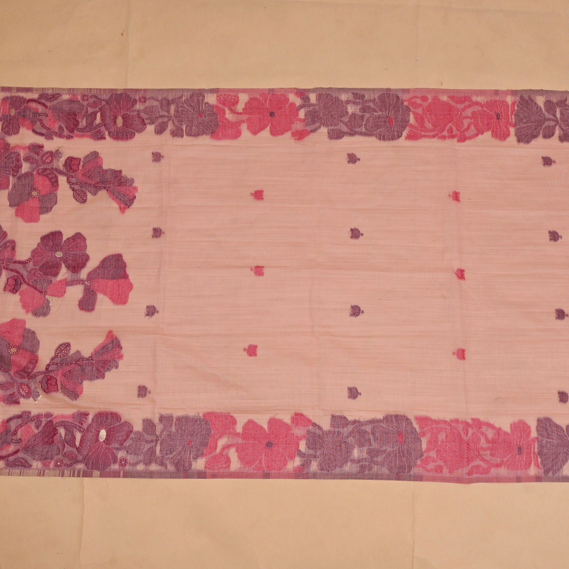 Jamdani Cotton baby Pink Unstitched Suit