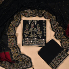 Organza Black Unstitched Suit