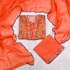 Mul Check Orange Unstitched Suit