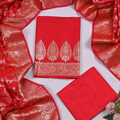 Silk Red Unstitched Suit