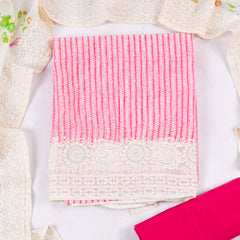 Chanderi Silk Pink Unstitched Suit