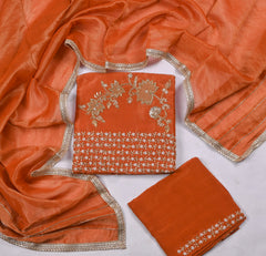 Glass Shimmer Orange Unstitched Suit