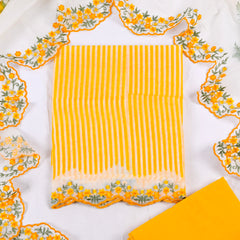 Mul Cotton Yellow Unstitched Suit