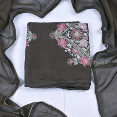 Organza Grey Unstitched Suit
