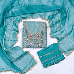 Shimmer Ferozi Unstitched Suit