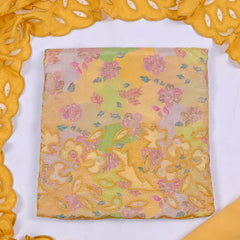 Banarasi Yellow Unstitched Suit
