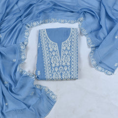 Mul Cotton powder blue Unstitched Suit