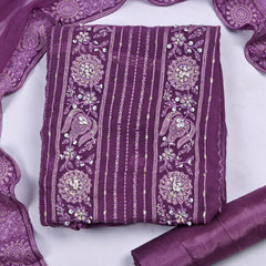 Georgette Purple Unstitched Suit