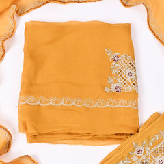 Twill Organza Yellow Unstitched Suit