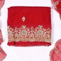 Organza Crimson Red Unstitched Suit