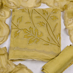 Organza Yellow Unstitched Suit