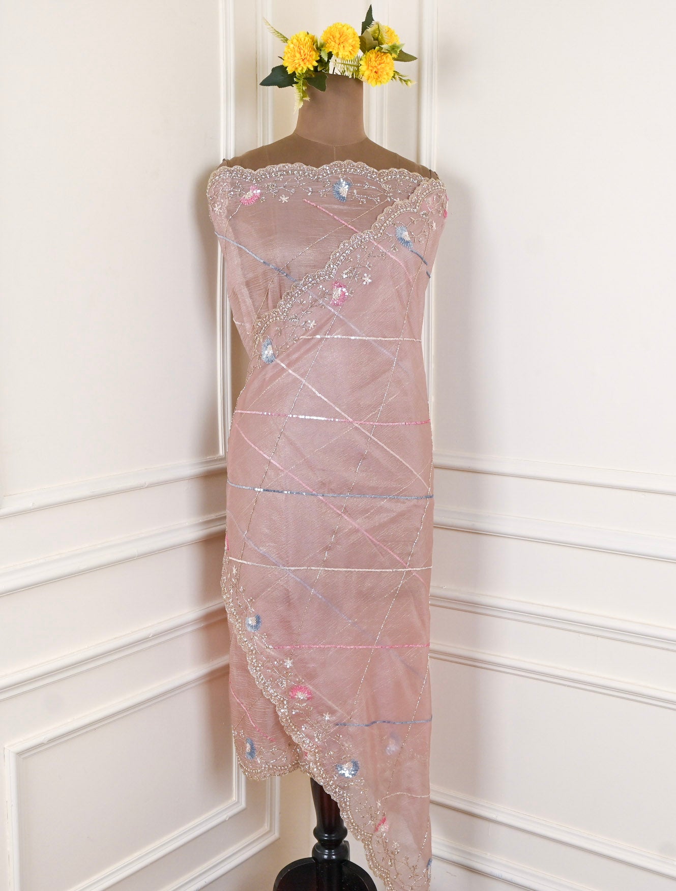 Crush Baby Pink Unstitched Suit