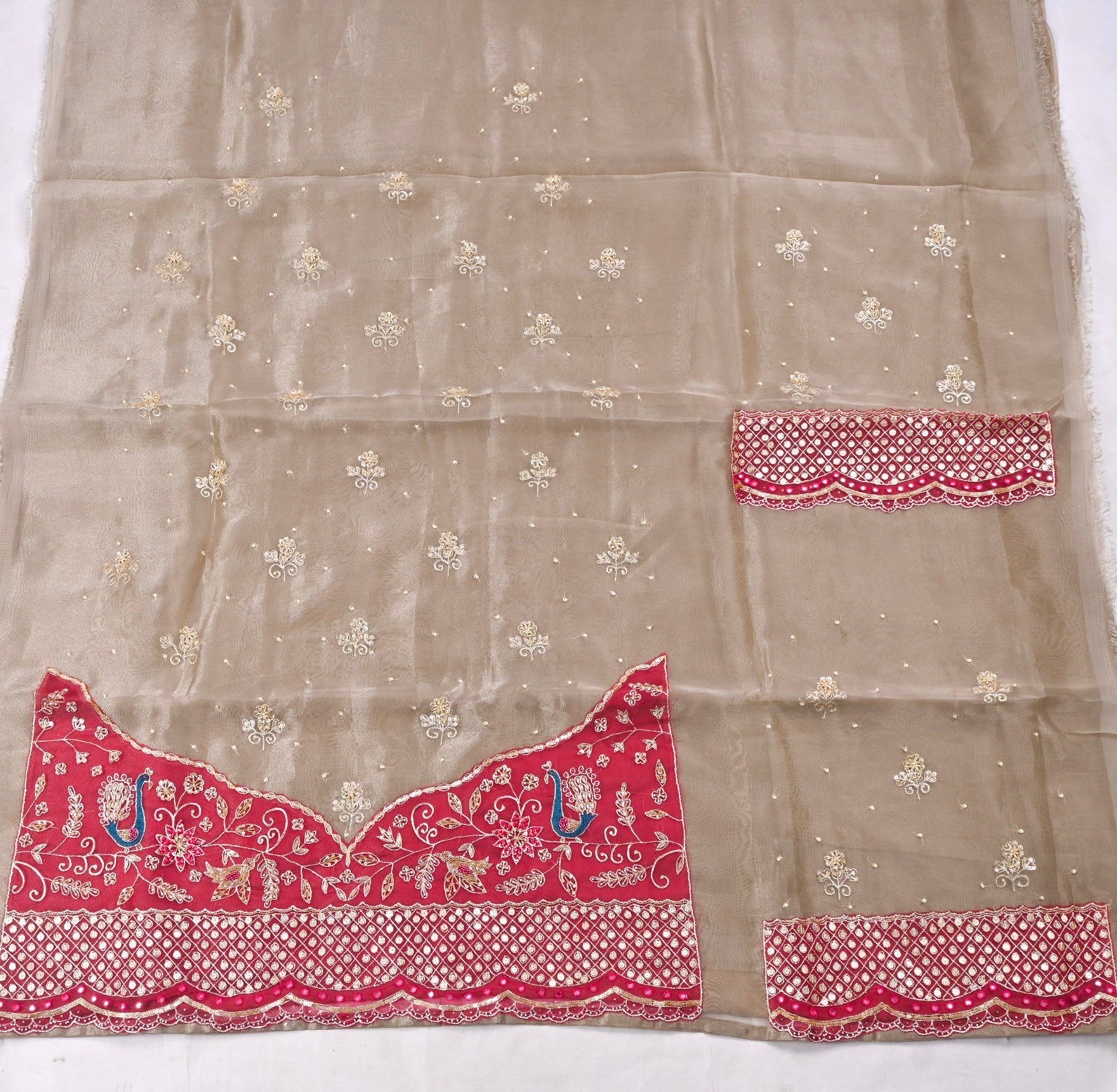 Glass Shimmer Off-White Unstitched Suit