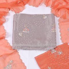 Twill Organza Orange Unstitched Suit