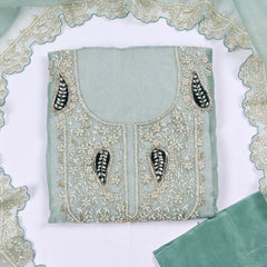 Shimmer Sea Green Unstitched Suit