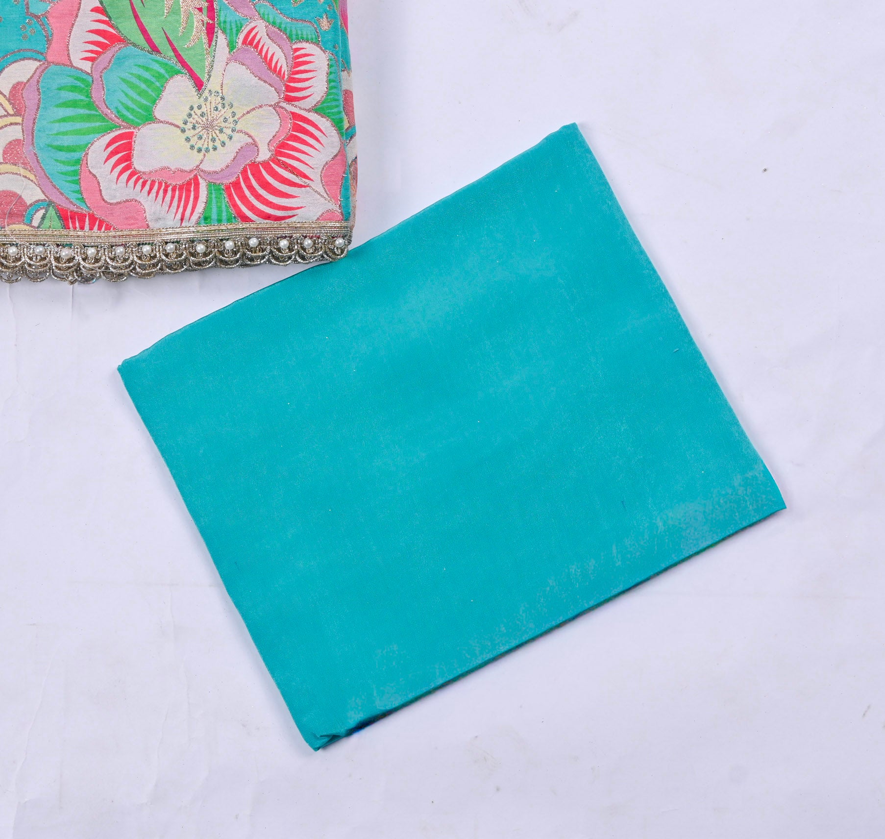 Banarasi Silk Sky Blue Unstitched Suit