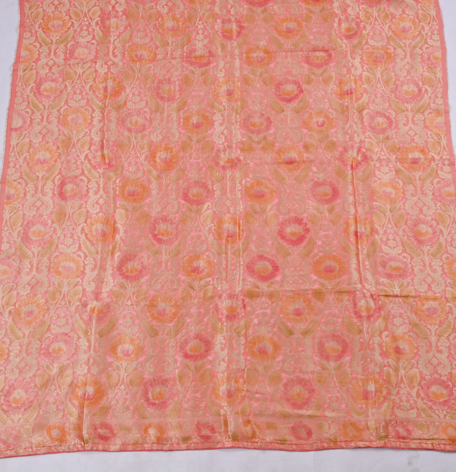 Banarasi Peach Unstitched Suit